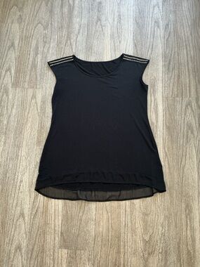 Black Cap-Sleeve Women's Top with Stud Detail